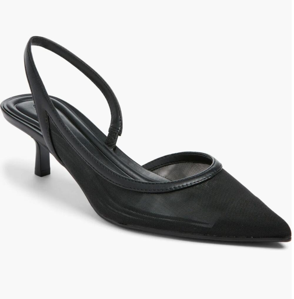 Open Edit Corina d'Orsay Kitten Heel Slingback Pump 9.5 Black Mesh Career Formal
